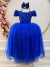 Vestido Infantil Longo Azul Royal C/ Strass e Pérolas Damas - loja online