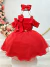 Vestido Infantil de Alça Vermelho Saia Glitter e Broche Festas