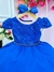 Vestido Infantil Azul Royal C/ Laço e Renda Cinto de Pérolas Sku: 1053AT