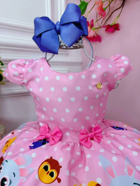 Vestido Infantil do Bolofofos Rosa C/ Aplique de Lacinhos Marca: Clubinho