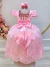 Vestido Infantil Rosa C/ Renda Realeza Casamento Festas - comprar online