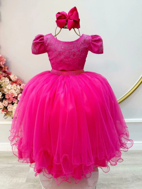 Vestido Infantil Pink C/ Strass Casamentos Luxo Sku: 2223PK Categoria: ENJOY LONGOS 4 ao 16VESTIDOS LONGOS Marca: Enjoy