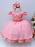 Vestido Infantil Goiaba Cinto de Pérolas Casamento Luxo Sku: 7504G