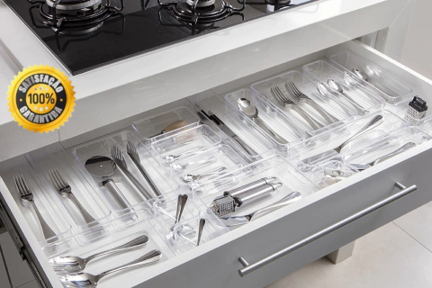 Organizadores em Acrílico Premium para Gavetas, Armários, Geladeiras c/ Frete - comprar online