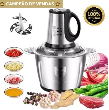 PowerChop Inox™ — Triturador Elétrico Turbo para Carnes e Legumes