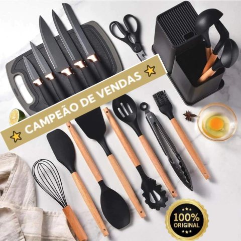 Kit de Cozinha 19 Peças em Silicone Premium - OFERTA IMPÉRDIVEL