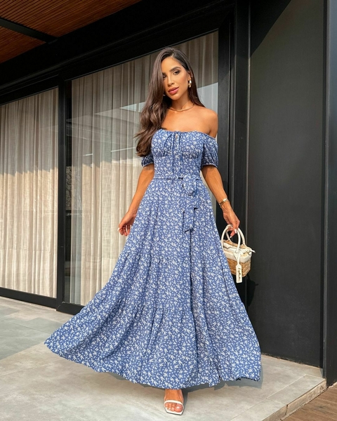 VESTIDO AZUL FLORA - comprar online