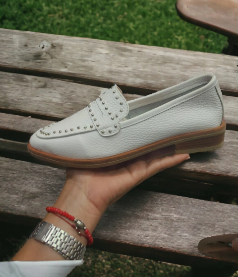 Mocasin Cuero Blanco