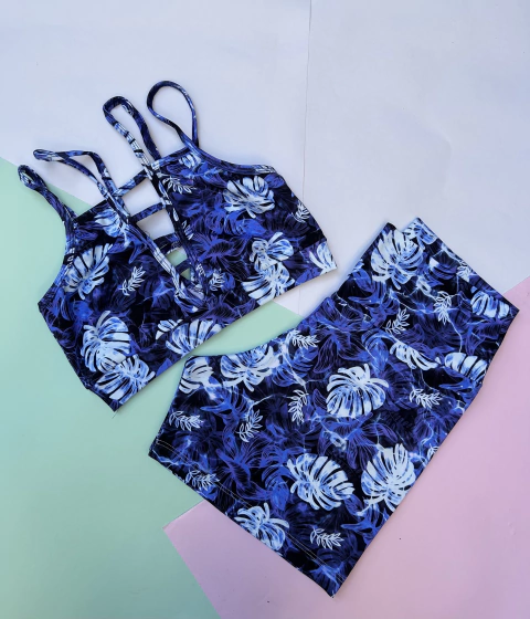 conjunto short floral