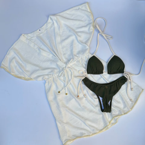 Saída de praia fechada na frente off white crepe dunas - comprar online