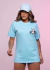 Max T-shirt oversized 100% algodão pandinha azul - comprar online