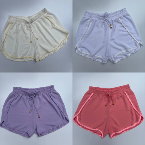 Shortinho saida de praia crepe dunas com detalhes em pompom - comprar online