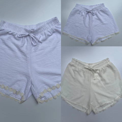 Shortinho saida de praia crepe dunas com detalhes em rendinha - comprar online