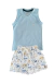 Conjunto Tactel Dino Car + Regata Amarela clara/Azul claro - Polare Kids - Moda para meninos