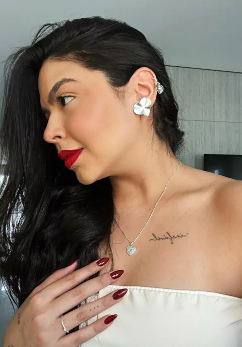 Colar Coração Olho Grego - Banho de Prata 925