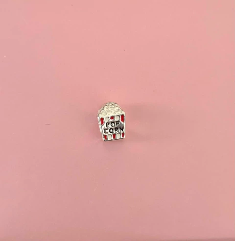 Berloque pop corn - Banho de prata 925