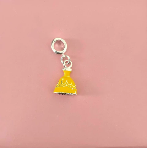 Berloque vestido Bela - Banho de prata 925