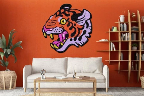 TAPETE TIGRE LARANJA TUFTING - MARCELLA CALADO