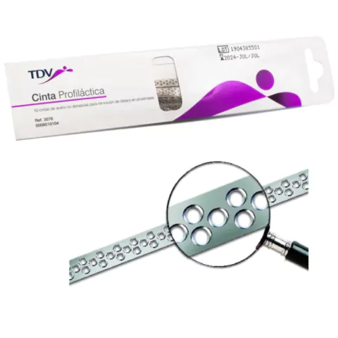 Cinta profiláctica de acero inoxidable perforada para remoción x 10 u TDV
