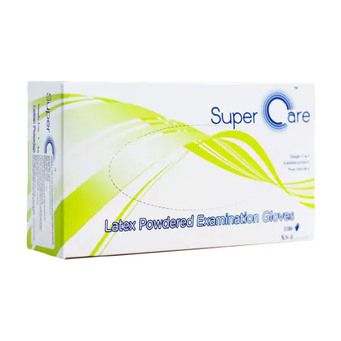 Guantes látex levemente empolvados - cajón x 10 cajitas - Supercare