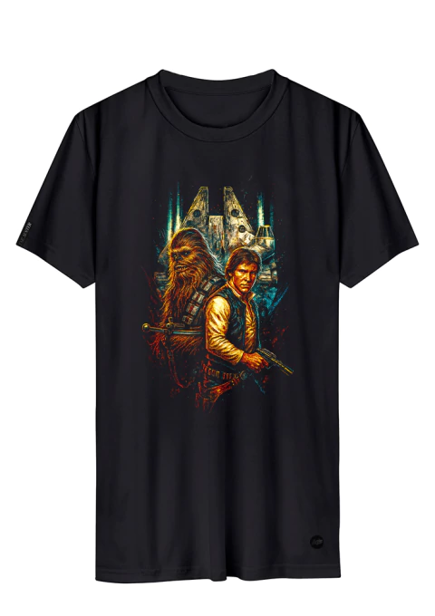 Camiseta Chewbacca e Han Solo Star Wars Preta - comprar online