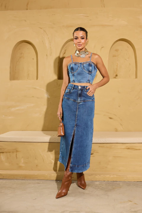 Cropped Jeans remanescente 2802