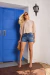 Bermuda jeans com bordado crochê 2769