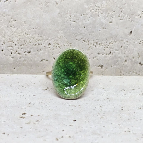 anel vidro verde cosmos III