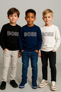 Blusa de moletom gola careca bordada - Boss