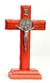 Cruz de 15.5 ctms con pie y San Benito color cedro
