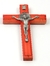 Cruz de pared 15 ctms con San Benito color cedro