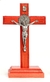 Cruz de 17.5 ctms con pie y San Benito color cedro