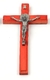 Cruz de pared 22 ctms con San Benito color cedro
