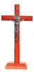 Cruz de 24.5 ctms con pie y San Benito color cedro