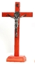 Cruz de 30.5 ctms con pie y San Benito color cedro