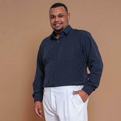 Camisa Social Masculina Azul Marinho