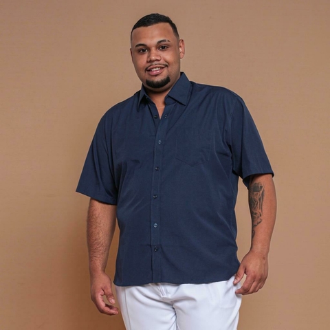 Camisa Social Masculina Azul Marinho (sem manga)