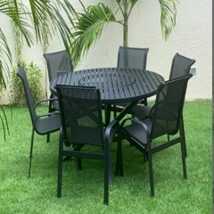Mesa laurence tampo aluminio ripado com giratorio