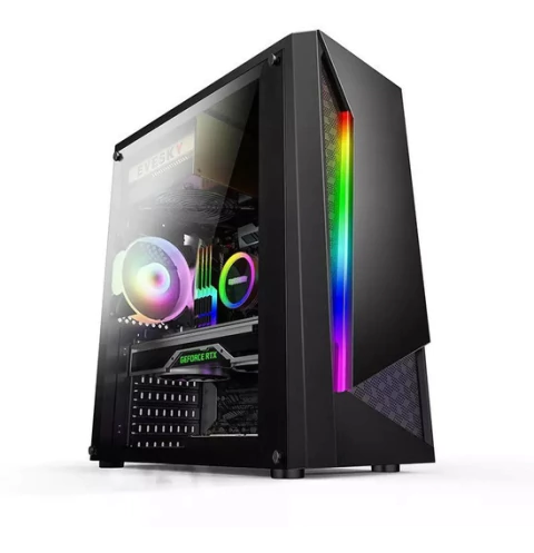 GABINETE SYX ZP-05B BLACK ATX FAN RGB