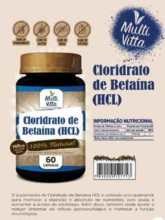 Cloridrato de Betaína HCL MULTI VITTA 700mg 60 Cápsulas