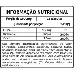 Fitoprime Cloridrato De Lisina + Vitamina C Zinco 60 Cáps Sabor Neutro - comprar online