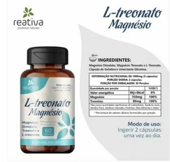 Magnésio L-Treonato e Dimalato 550mg 60 Caps Reativa - comprar online