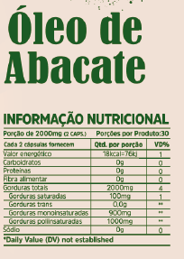 Óleo de Abacate 60caps 1000mg - comprar online