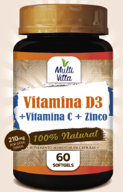 VITAMINA D3 +VITAMINA C + ZINCO 60 CAPSULAS MULTI VITTA