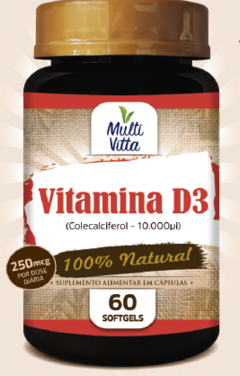 VITAMINA D3 (COLECALCIFEROL - 10.000UI) 250MG 60 CAPSULAS MULTI VITTA