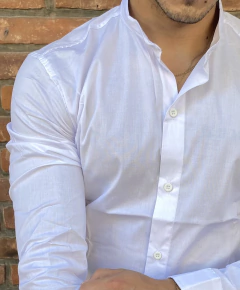 camisa elastizada blanca poplin - cuello mao en internet