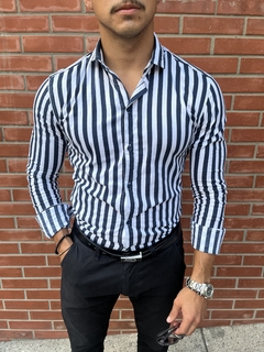camisa levanzo rayas azules gruesas en internet