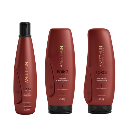 KIT SHAMPOO MASCARA E FINALIZADOR FORCE SYSTEM - ANEETHUN