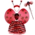 Kit Fantasia Joaninha Infantil Asa + Tiara + Varinha + Saia