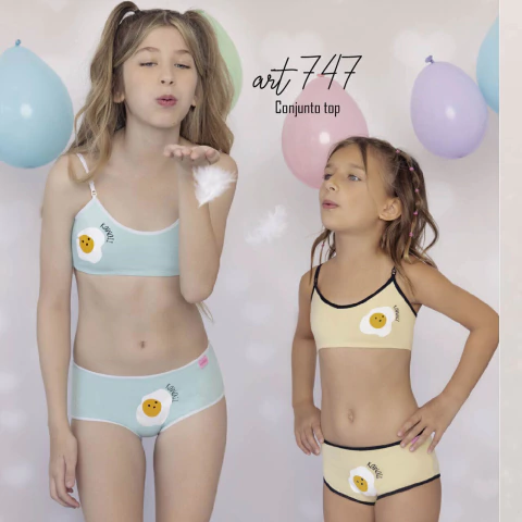 Conjunto teenes. Top de algodón y lycra. Estampado con culotte (747-MAR)